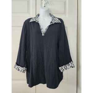 Women's Karen Scott Blouse, 1X, Black and Gray